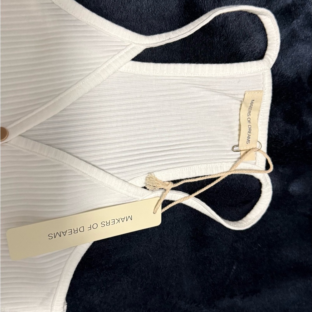 Makers of Dreams White Ribbed Bandeau Tank
